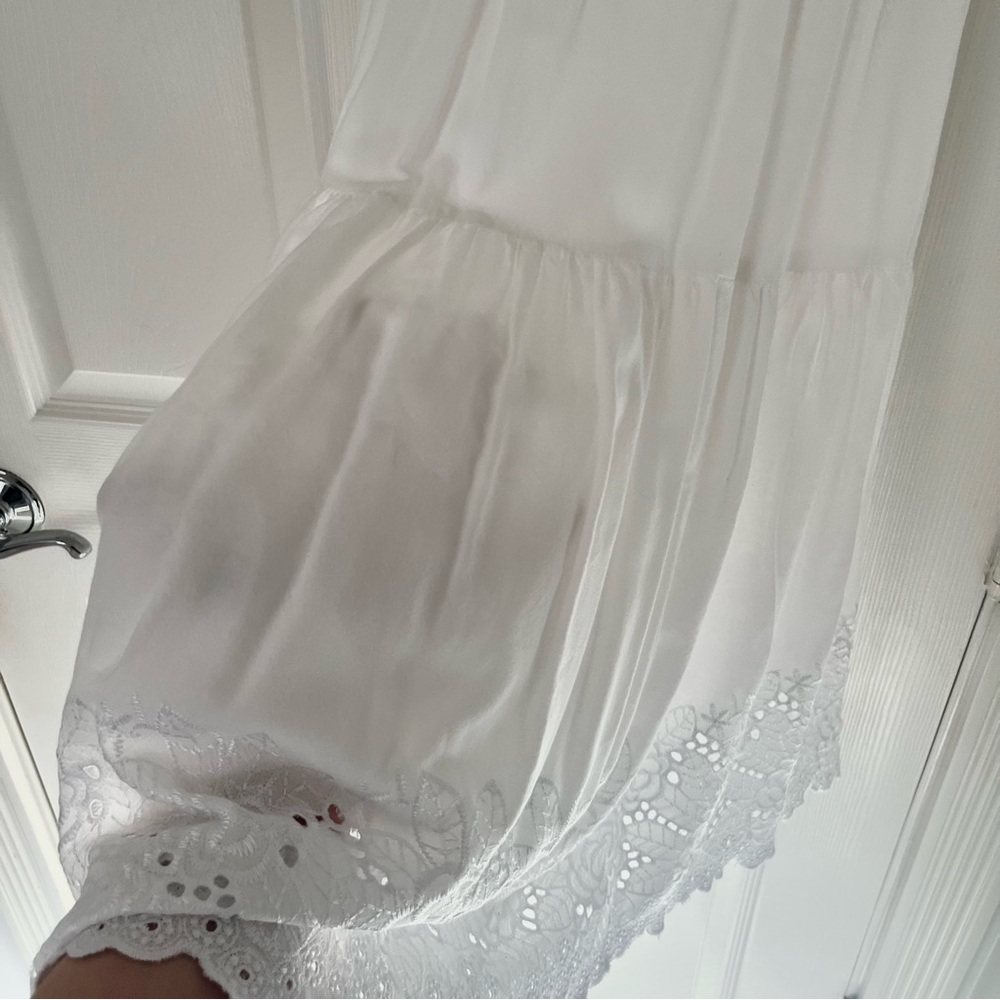 SIM & SAM White Tiered Eyelet Midi Skirt XS - Picture 7 of 8